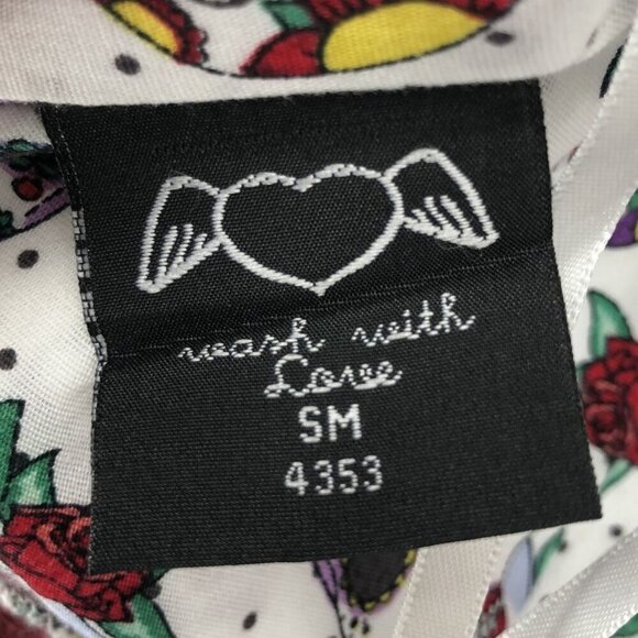 Hell Bunny Womens Sugar Skull & Roses Print Summer Dress S White Cute Goth - Picture 5 of 12